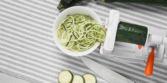 making zoodles with a spiralizer